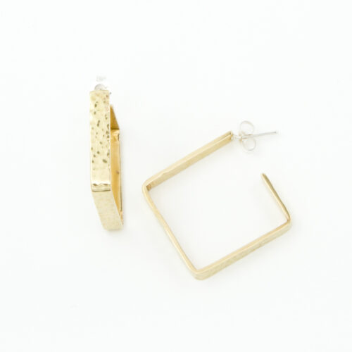 Creolen ‚Structural‘ - Eckig, Messing, gehämmert, L (Ø 3,0 cm)