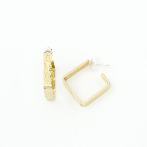 Creolen ‚Structural‘ - Eckig, Messing, gehämmert, M (Ø 2,0 cm)