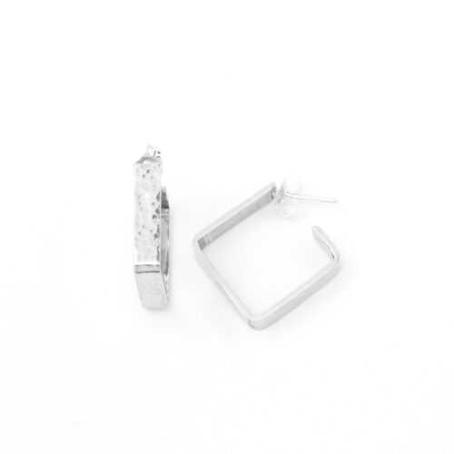 Creolen ‚Structural‘ - Eckig, Silber, gehämmert, M (Ø 2,0 cm)