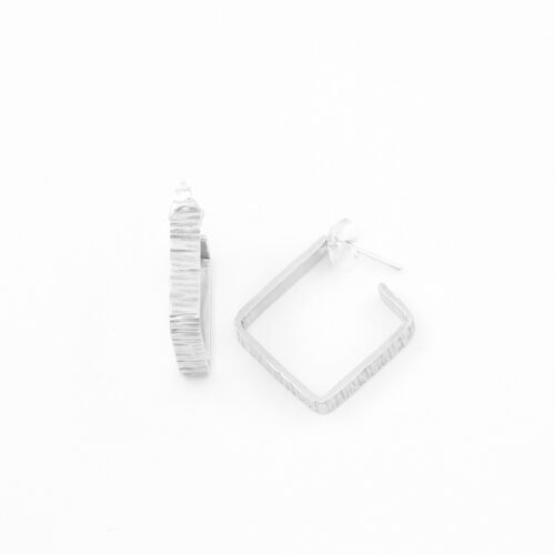 Creolen ‚Structural‘ - Eckig, Silber, gestrichen, M (Ø 2,0 cm)