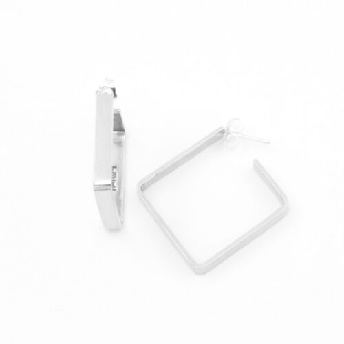 Creolen ‚Structural‘ - Eckig, Silber, glatt, L (Ø 3,0 cm)