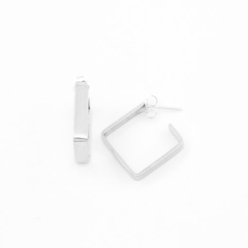 Creolen ‚Structural‘ - Eckig, Silber, glatt, M (Ø 2,0 cm)