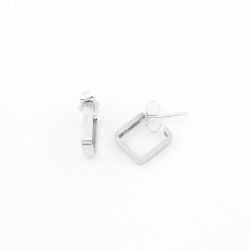 Creolen ‚Structural‘ - Eckig, Silber, glatt, S (Ø 0,7 cm)